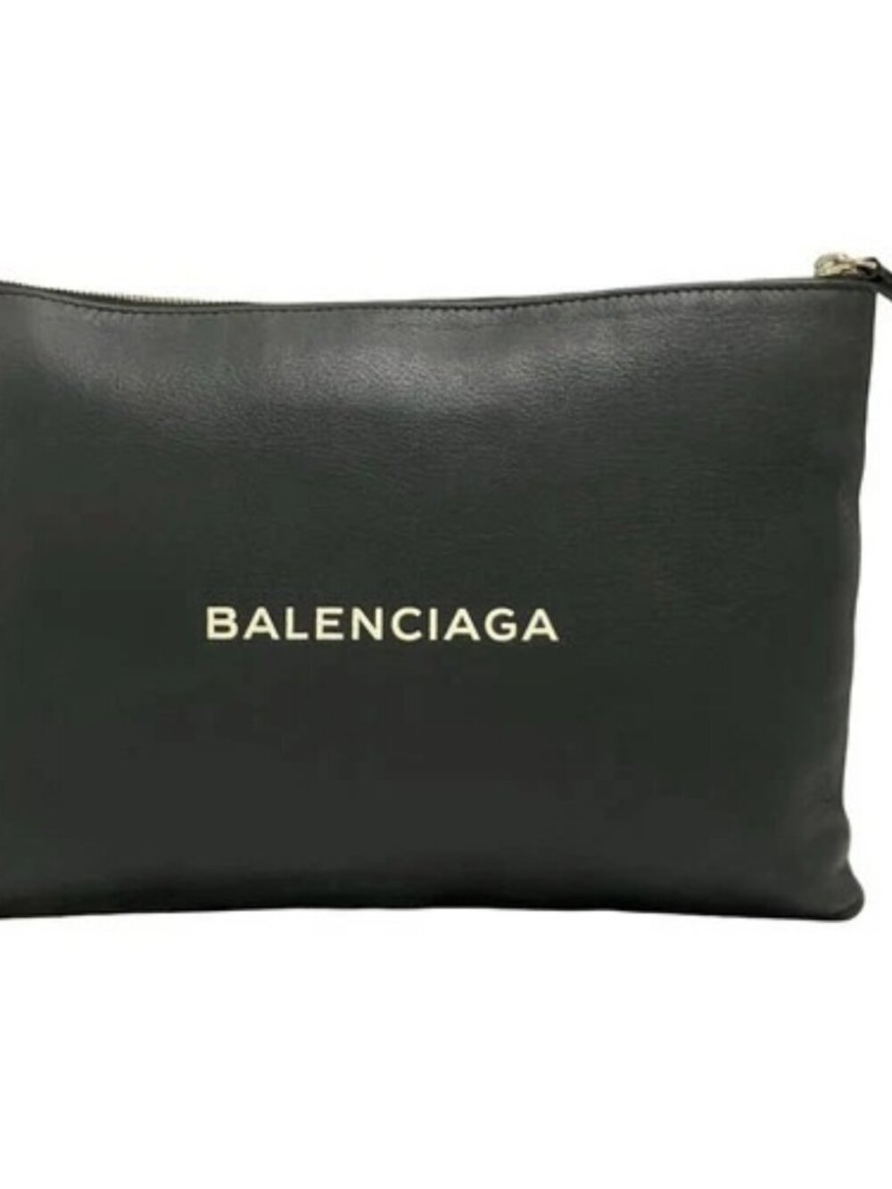BALENCIAGA Everyday Logo Clip M 485110 Black Leather Clutch Bag